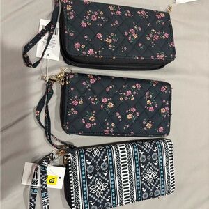 Source Unknown Black Floral and Geometric Clutch Trio